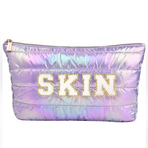 Iridescent Purple Makeup Bag Large 14” Cosmetic Travel Pouch (SKIN) NEW